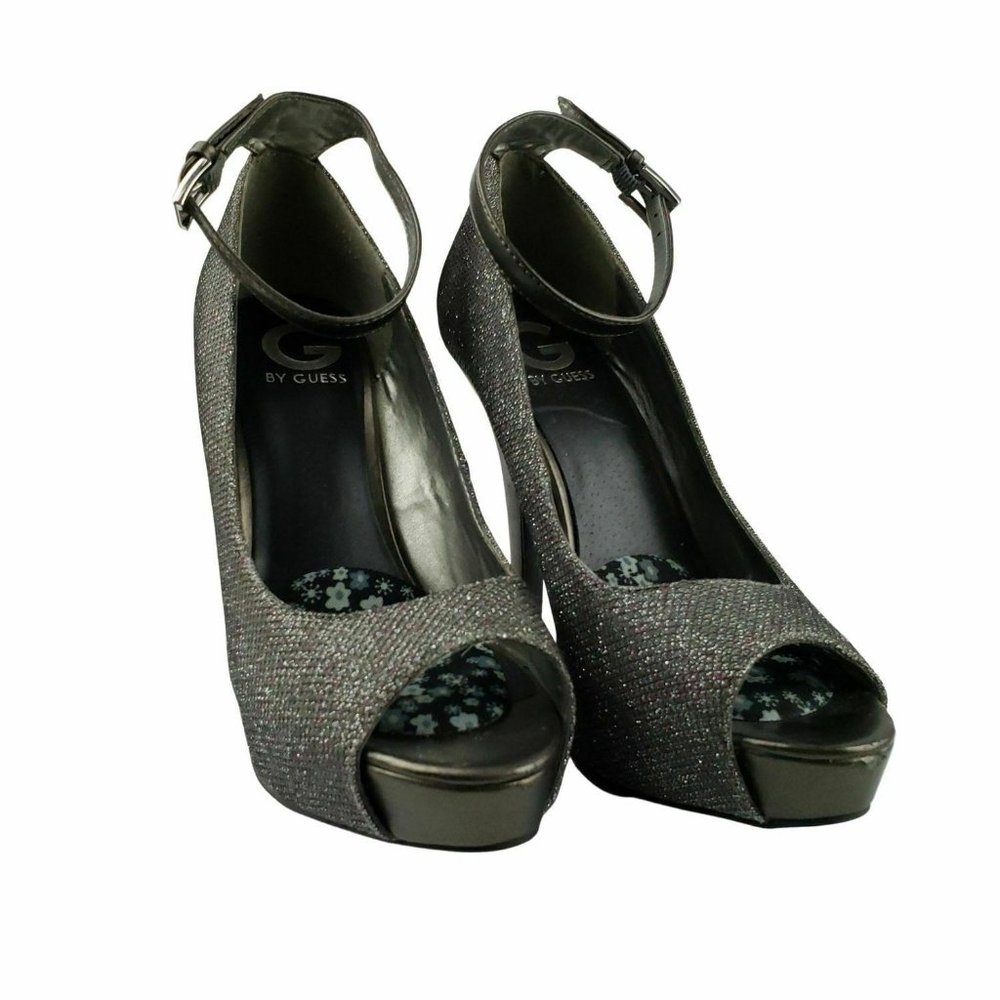 G By Guess Silver Grey Pewter Sparkly Stiletto